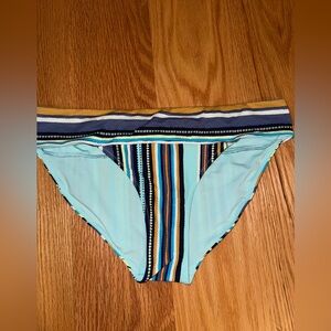 Aerie black multi color stripe hipster bikini bottom  medium